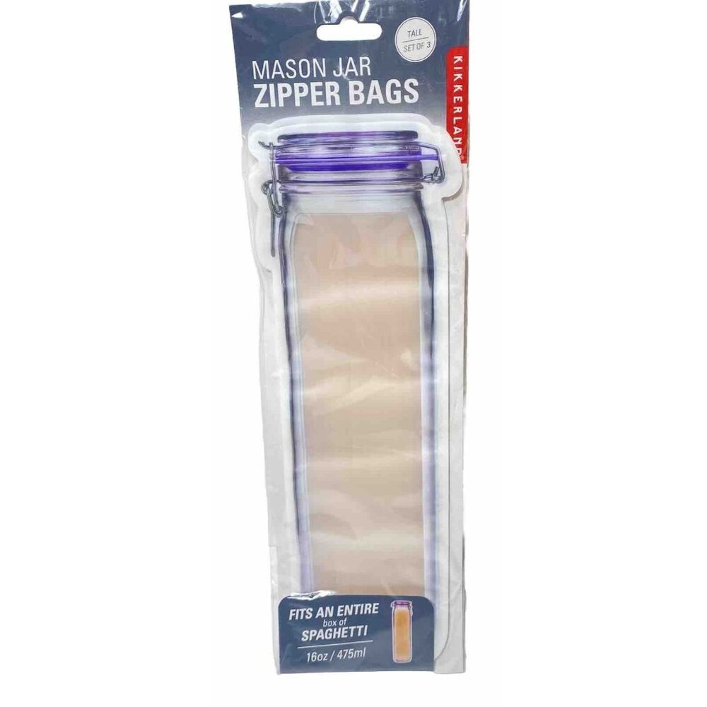 Kitchen Zipper Jar Mason Bags 3pc Set Tall Storage Bags For Spaghetti Pasta New